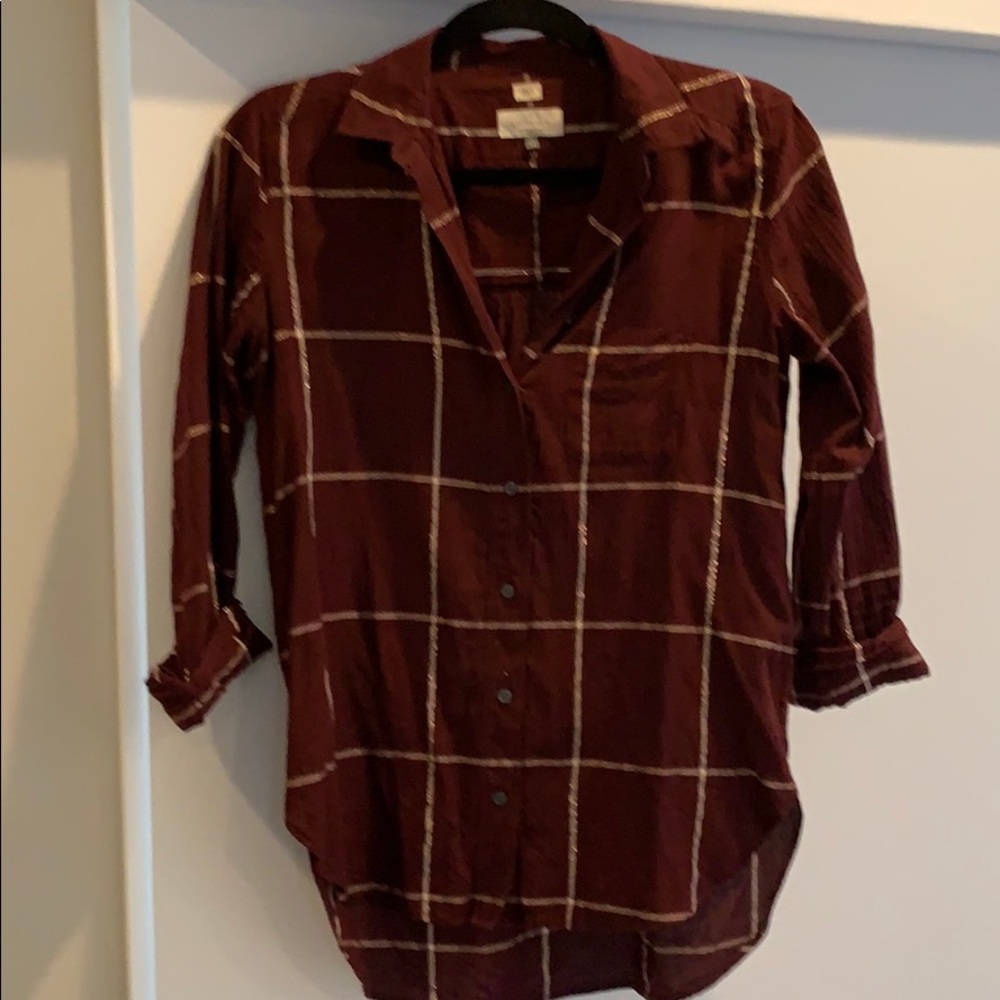 Loft blouse, checkered with rose gold stitching